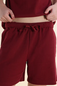 Zivame 2 Mile Fashion Knit Cotton Loungewear Set - Deep Claret — thumbnail 8